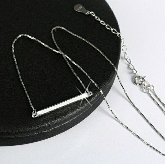 925 Sterling Silver Minimalist Bar Necklace - Picture 5 of 5
